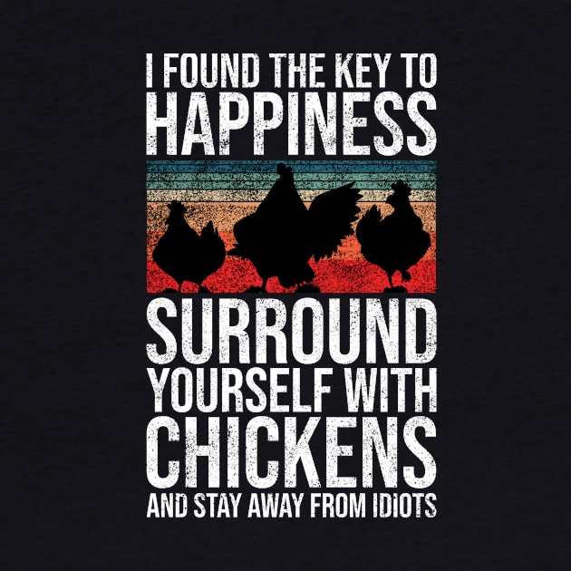 I Found The Key To Happiness Surround Yourself With Chickens and Stay Away From Idiots by Rishirt